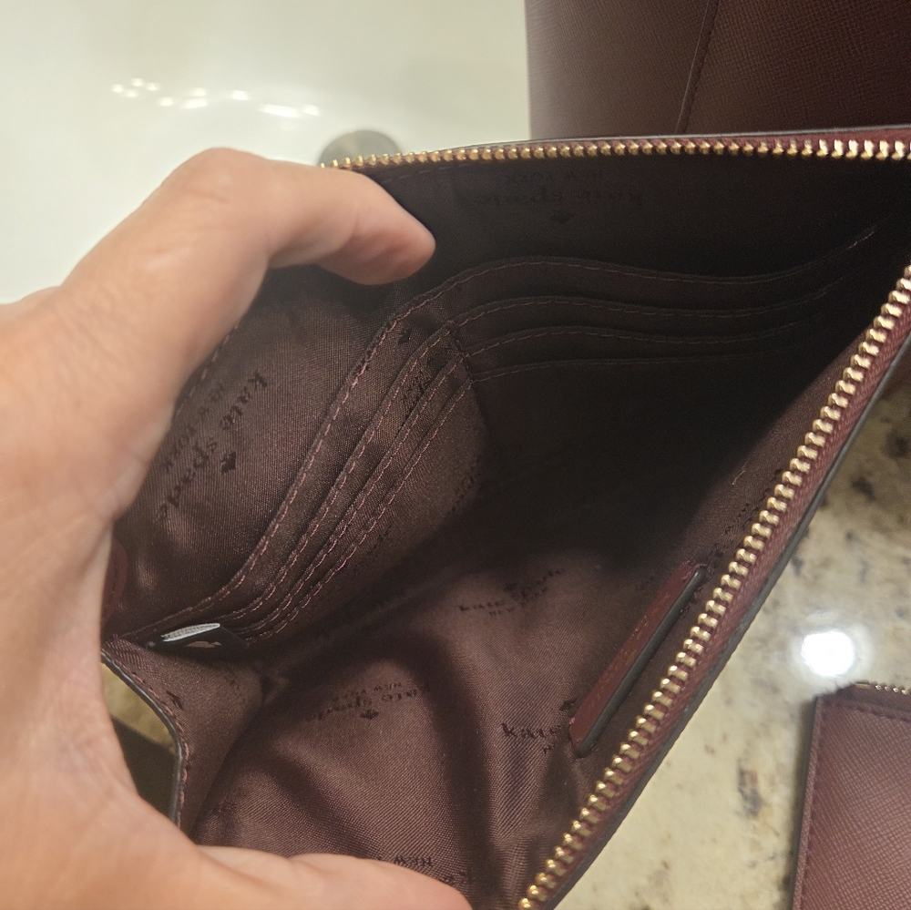 Kate Spade Deep Burgundy Tote with Pouches - Picture 5 of 6